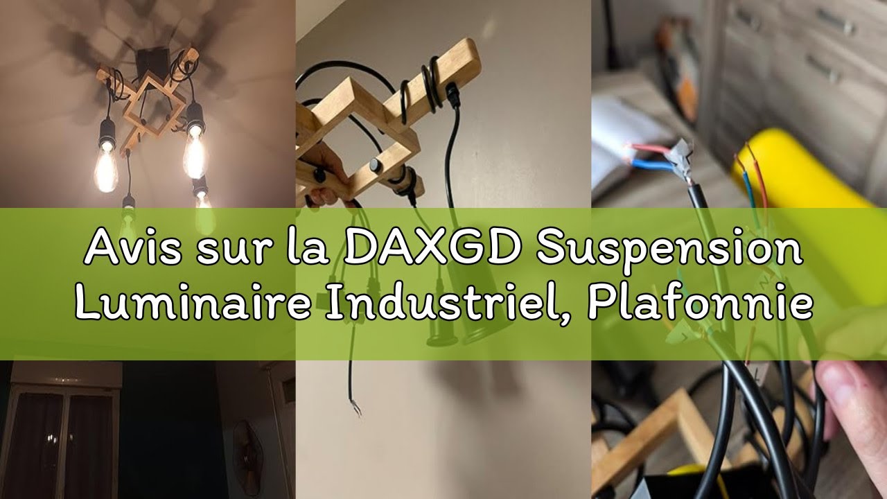 Avis sur la DAXGD Suspension Luminaire Industriel, Plafonnier lustre en Bois E27, Luminaire Plafonni