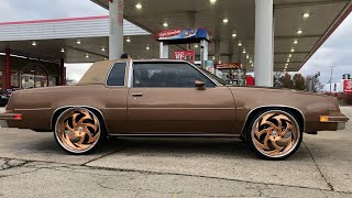 Oldsmobile Cutlass 86 on 24” Rose Gold Amani Forged Parking lot Pimpin / Bet It Up Kustoms #541