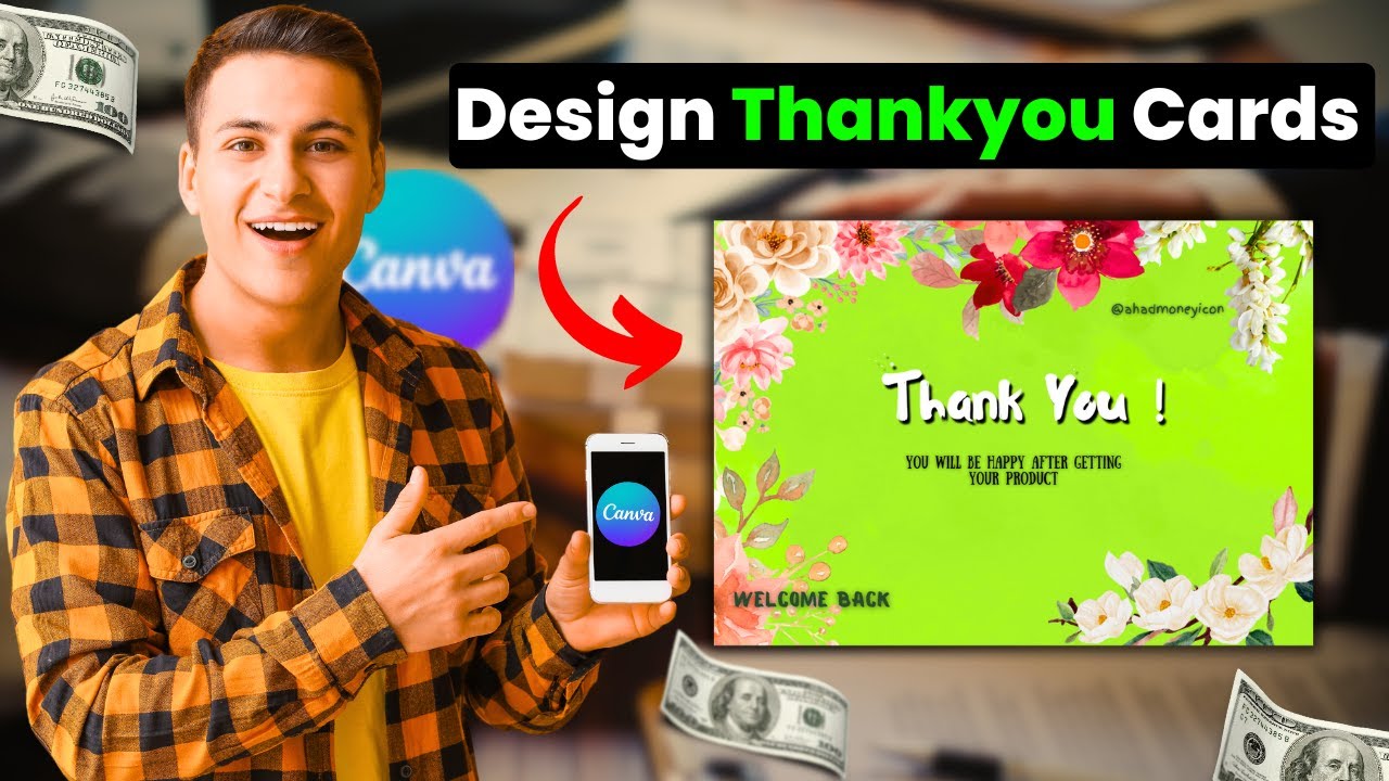 How to create thank you card in Canva | earn money from canva | canva ...