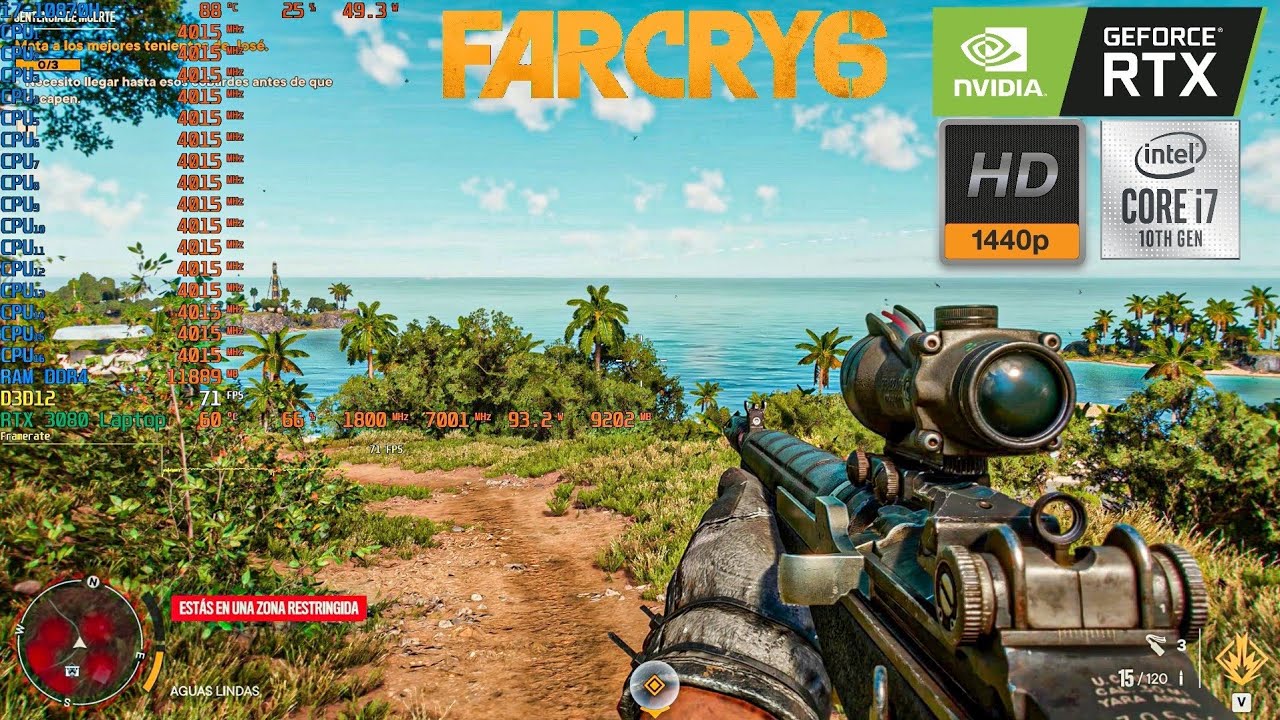 FAR CRY 6 1440p MAXED OUT RAY TRACING On RTX 3080 Laptop MSI GE76