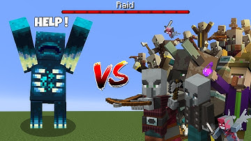 Warden vs Minecraft Raid On Hard difficulty!