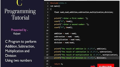 How to write C Program for addition, subtraction, multiplication, division using 2 numbers #coding