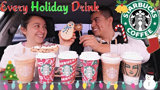 Trying Starbucks Holiday Drinks FULL MENU (iced sugar cookie almondmilk latte)