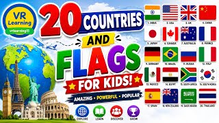20 Countries and Flags for Kids 🌍🚩 | Learn World Flags & Countries Names | World Adventure |