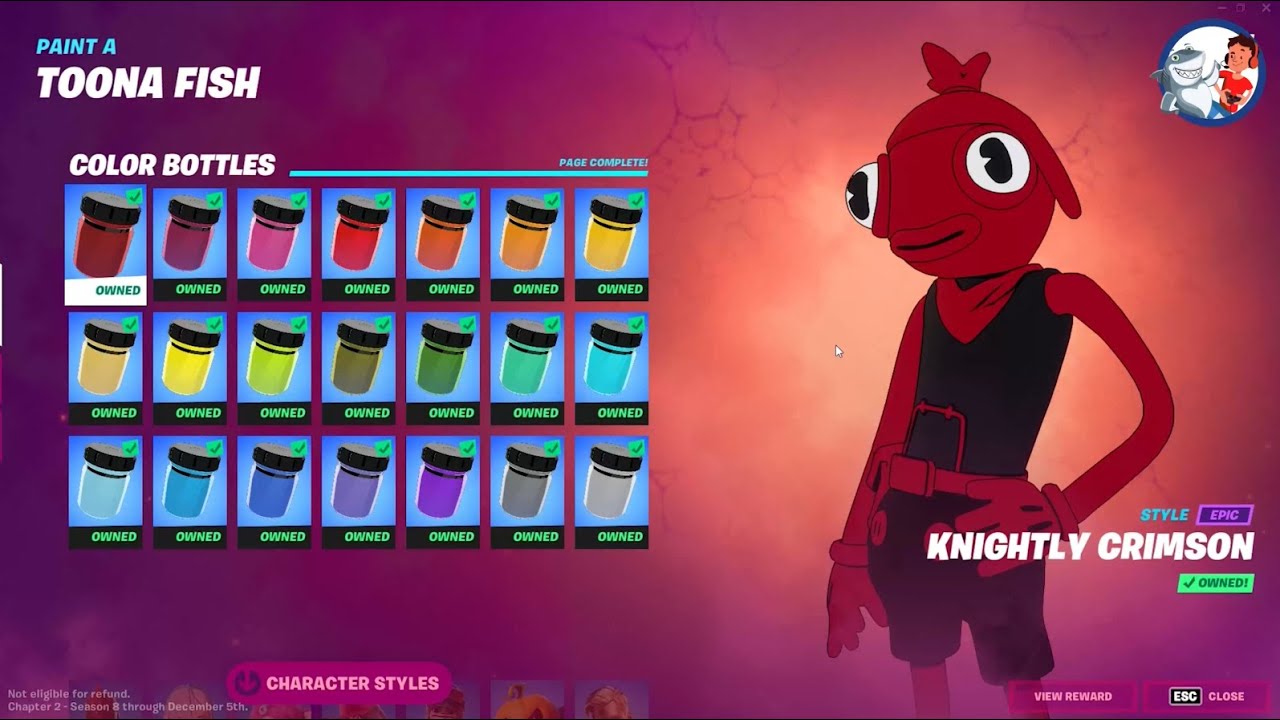 How to Unlock All Toona Fish Color Styles Fortnite All Toona Fish Bottle Locations Season 18