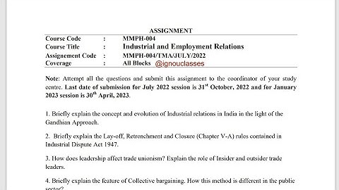 IGNOU MMPH - 004 Solved Assignment Jan 2023 PDF | MBA | Industrial and Employment Relations
