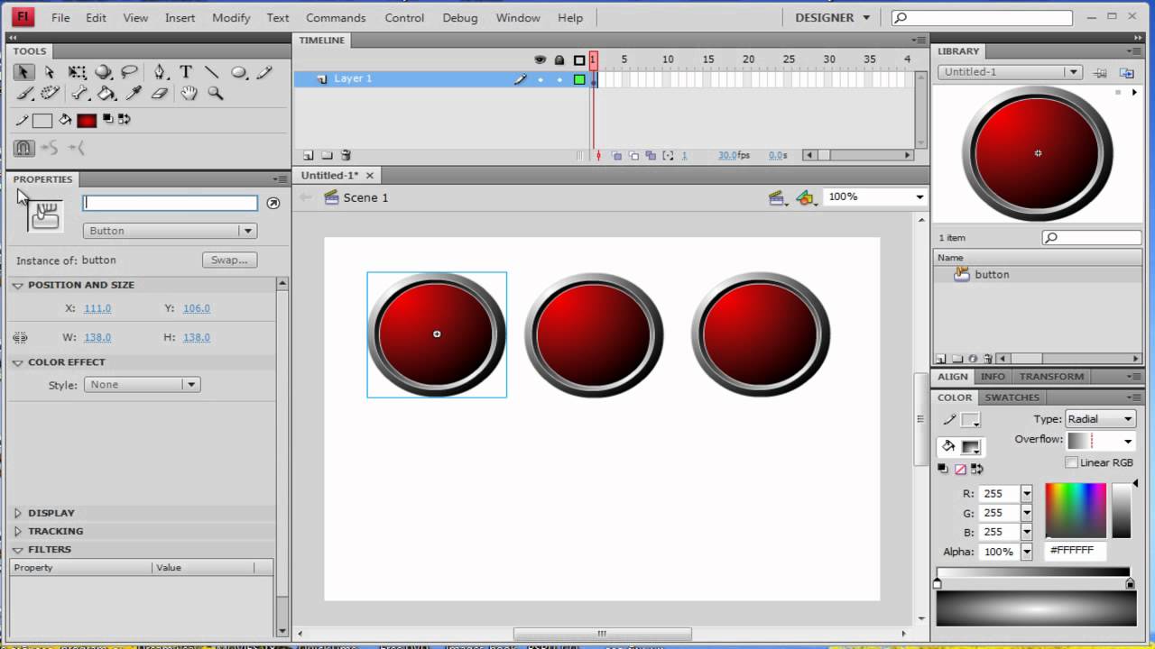 Flash การสร้าง ปุ่มคำสั่ง How to create Button Link to URL - YouTube