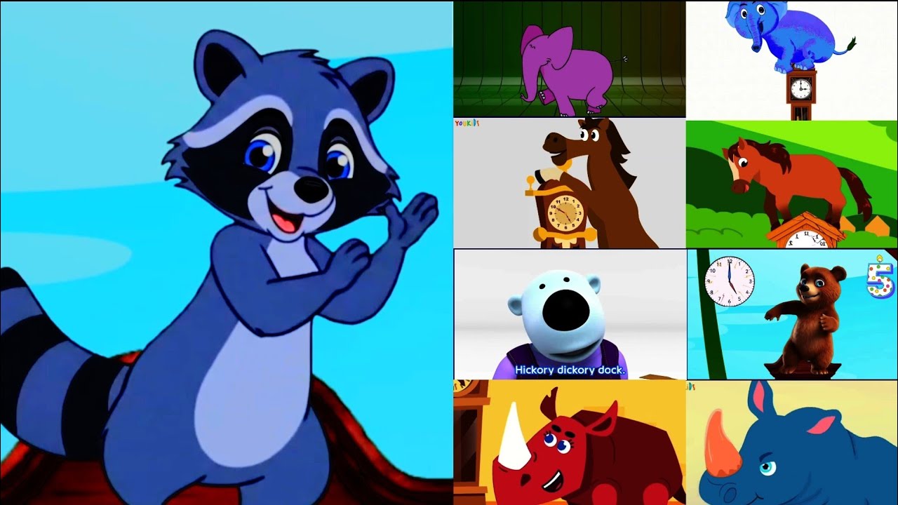 Hickory dickory dock ✨racoon +more funny animals ⏰Effects tutorial 🖌️