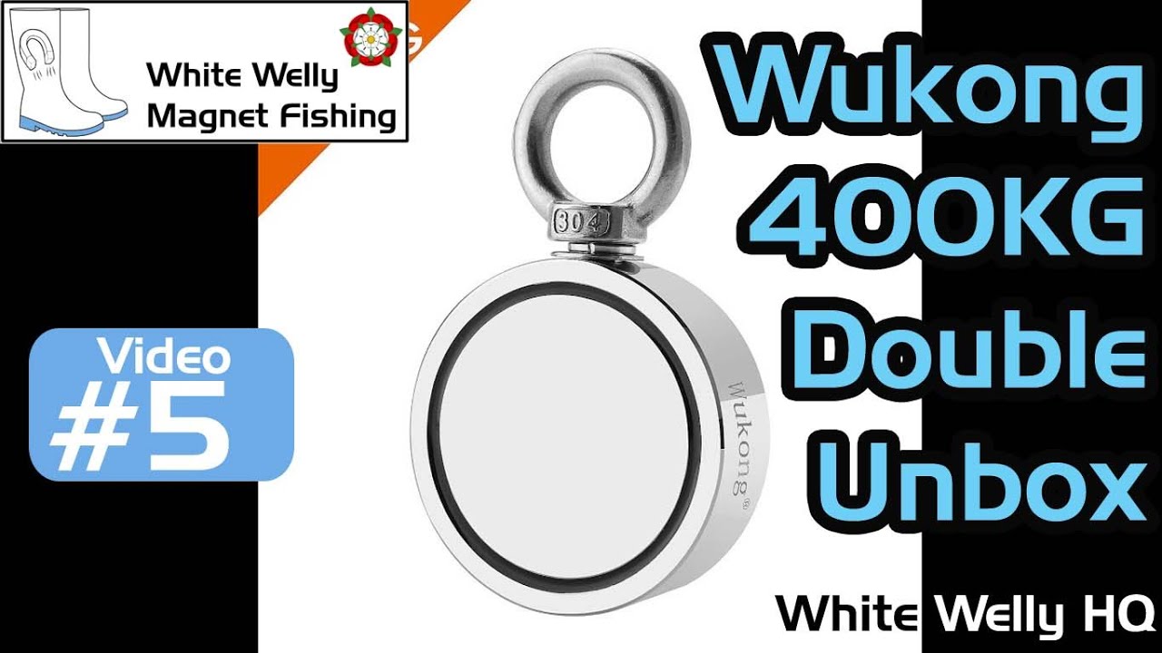 White Welly Magnet Fishing #5 Wukong 400KG Double Sided Magnet Unboxing & Prep inc rope Tying
