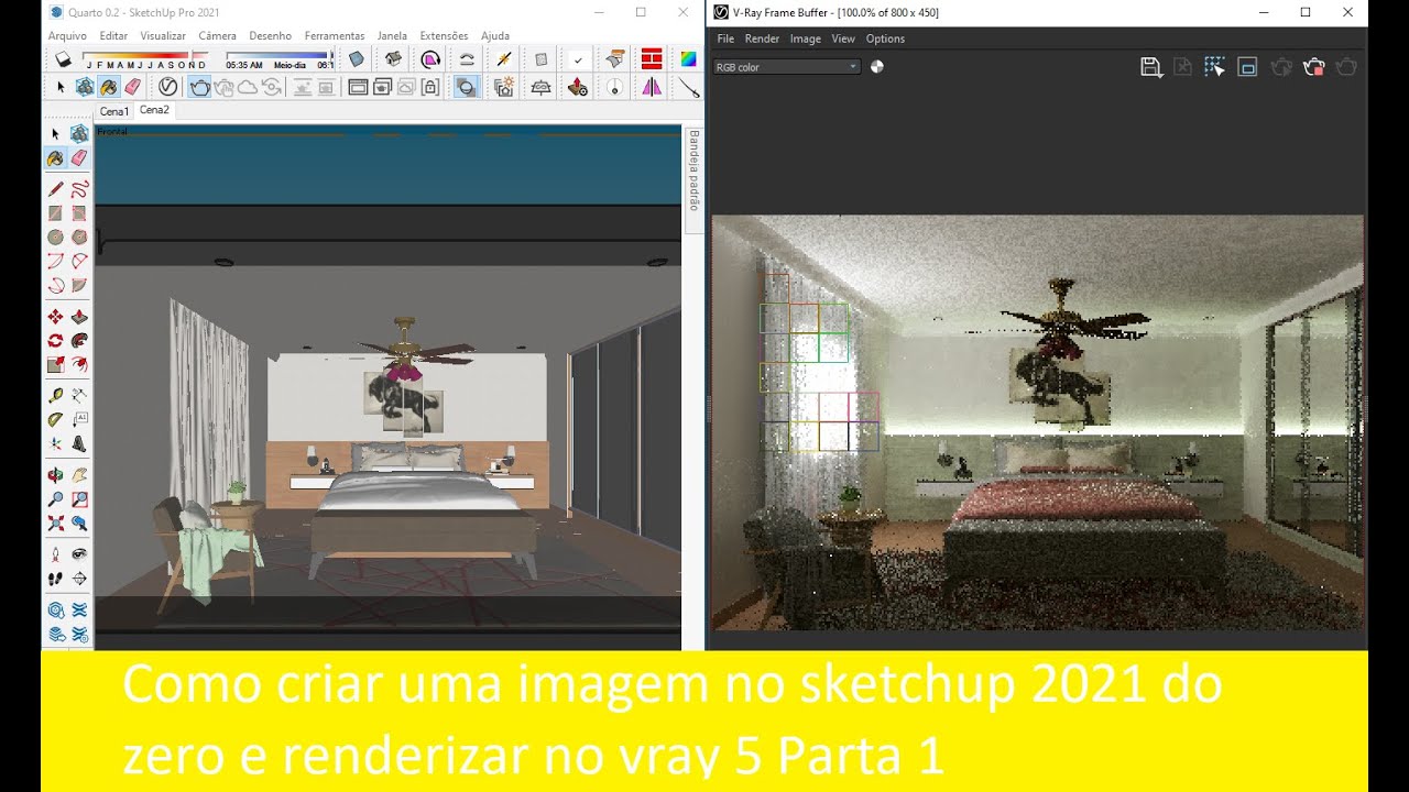 Como criar uma imagem no sketchup 2021 do zero e renderizar no vray 5 ...
