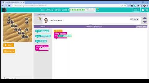 L10-10 |Code.org | Express-2021 | Lesson 10:Loops with Rey and BB-8 | level 10