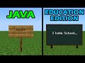 Java vs education edition