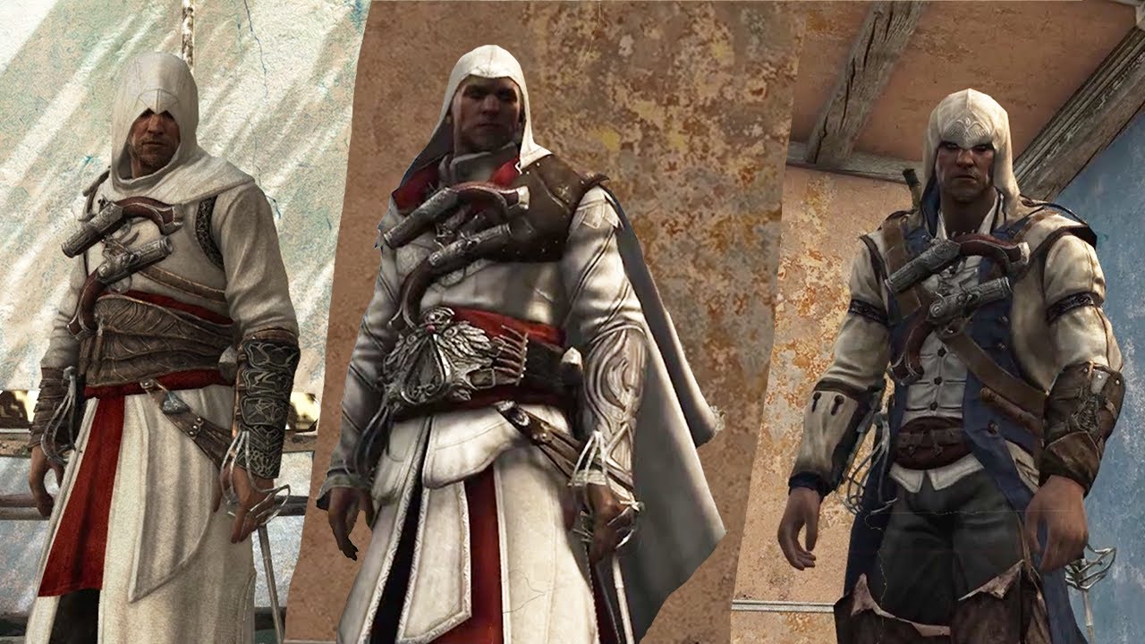 Assassin's Creed 4 Black Flag Altair, Ezio, Connor Outfit & Parkour