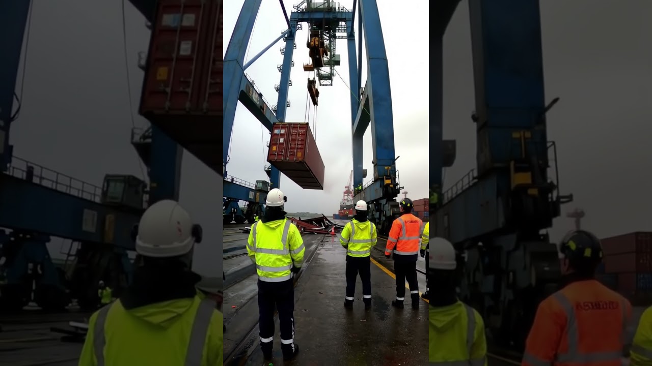 Workers Run For Their Lives as Container Falls 