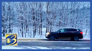 Snow coats West Michigan causing slide offs