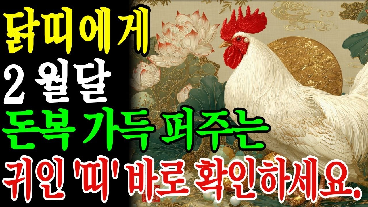 2026년 2월 닭띠에게 '돈복' 가득 퍼주는 귀인 '띠' 바로 확인하세요. 12띠운세ㅣ부자풍수ㅣ재물운