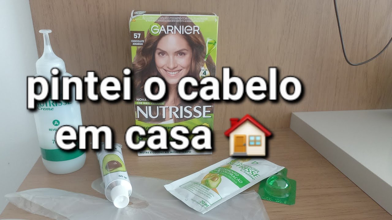pintei meu cabelo em casa , garnier nutrisse cor  57 chocolate  amargo #cabelo
