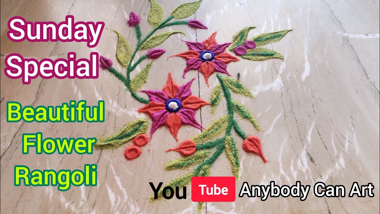 Sunday special beautiful flower rangoli using spoon & bangles /rangoli ...