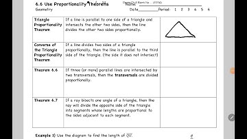 geometry 6.6 use proportionality theorems