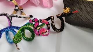 Beaded snake. Snake jewelry. Ring snake. Beadwork.