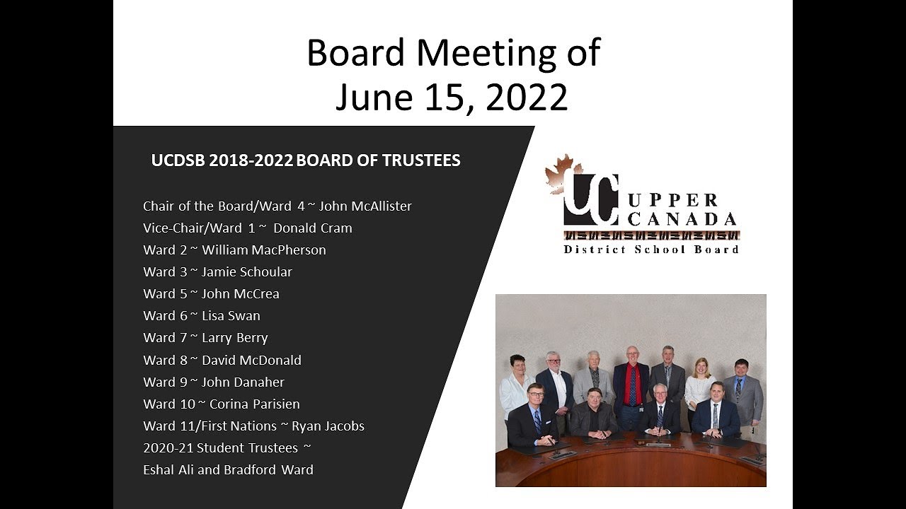 UCDSB Board Meeting of June 15, 2022