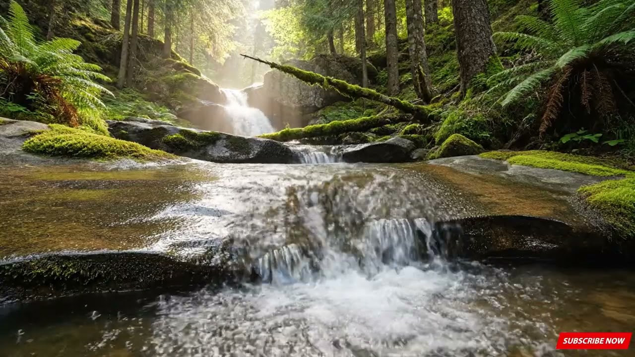 Mountain Stream Flow, Forest Stream, Birdsong, Nature Sounds for Sleeping