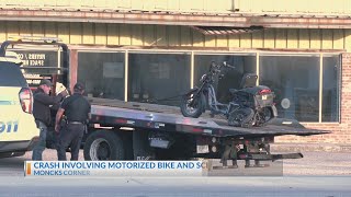 Motorized bike and school bus involved in Moncks Corner crash