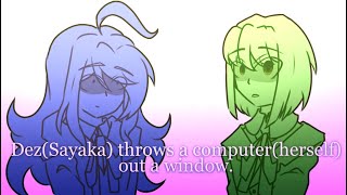 Dez(Sayaka) throws a computer(herself) out a window(DR:ToM CHAPTER 4[DES/PINNED COMMENT])