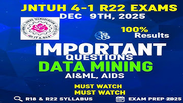👉R22 Data Mining Important Questions | JNTUH B.Tech 4-1 | Unit-Wise Exam Guide 2025👍🏼👍🏼