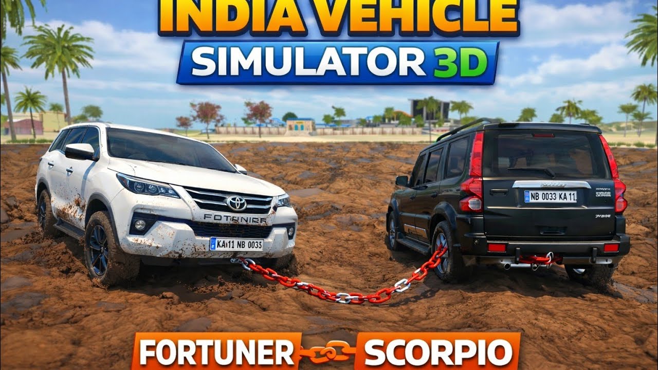 Scorpio vs Fortuner Tochan Challenge 🔥 | win by ?.. | India Vehicle Simulator 3D