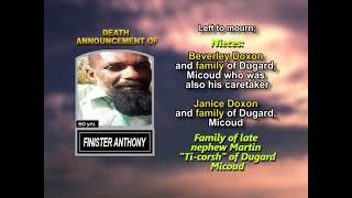 Finister Anthony ~ Long Obituary