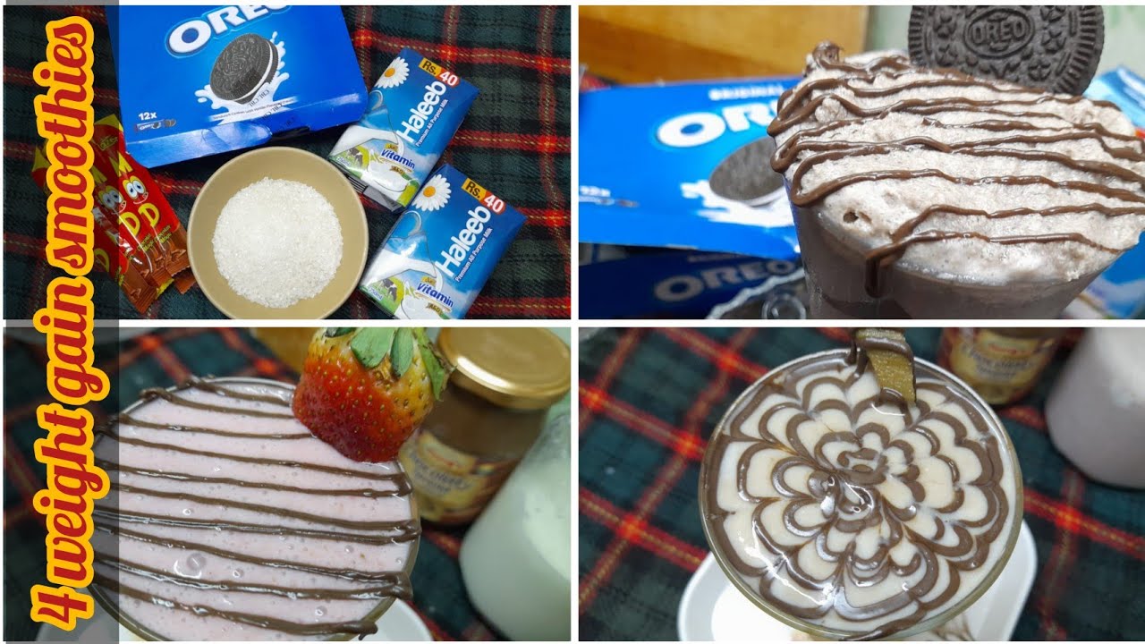 3 Types of WeightGain Smoothies/Milkshakes || Strawberry milkshake/Oreo milkshake/Chikoo smoothie