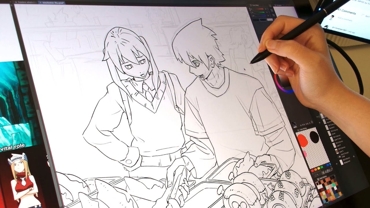 trying new drawing stream setup! [mic + ambience] - YouTube
