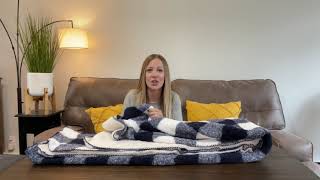 Vanko Bettia Blue Plaid Sherpa Blanket Throw Unboxing Review