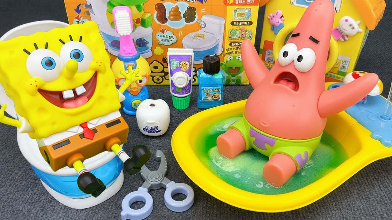 Ultimate SpongeBob & Patrick Bathroom Toilet Toy Set 🚽🧼 スポンジボブのおもちゃ開封 Relaxing ASMR Unboxing
