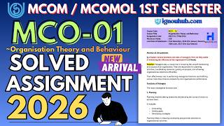 MCO-01 SOLVED ASSIGNMENT 2026 | IGNOU MCOM 1ST SEMESTER SOLVED ASSIGNMENT JAN 2026 / JULY 2026