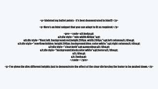 css two column layout with footer - part of right column is placed below left column
