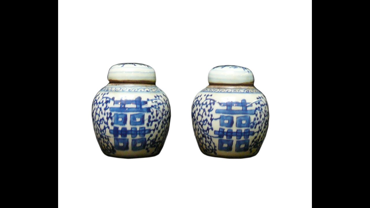 2 Chinese Porcelain Blue & White Mini Ginger Jars cs1014
