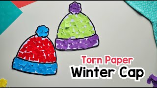 Winter Cap Craft with Torn  Papers