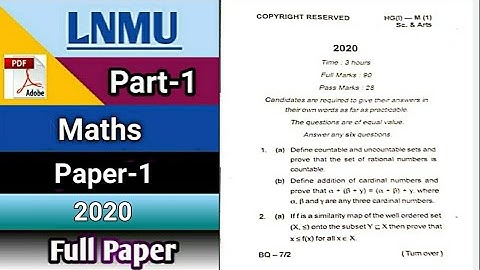 Lnmu bsc part 1 maths honours paper 1 2020