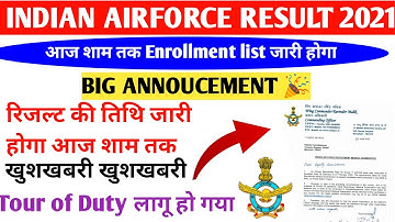 ✅ Airforce xy group Result 2021 date जारी हो गया | iaf Result Enrollment list | latest update Today