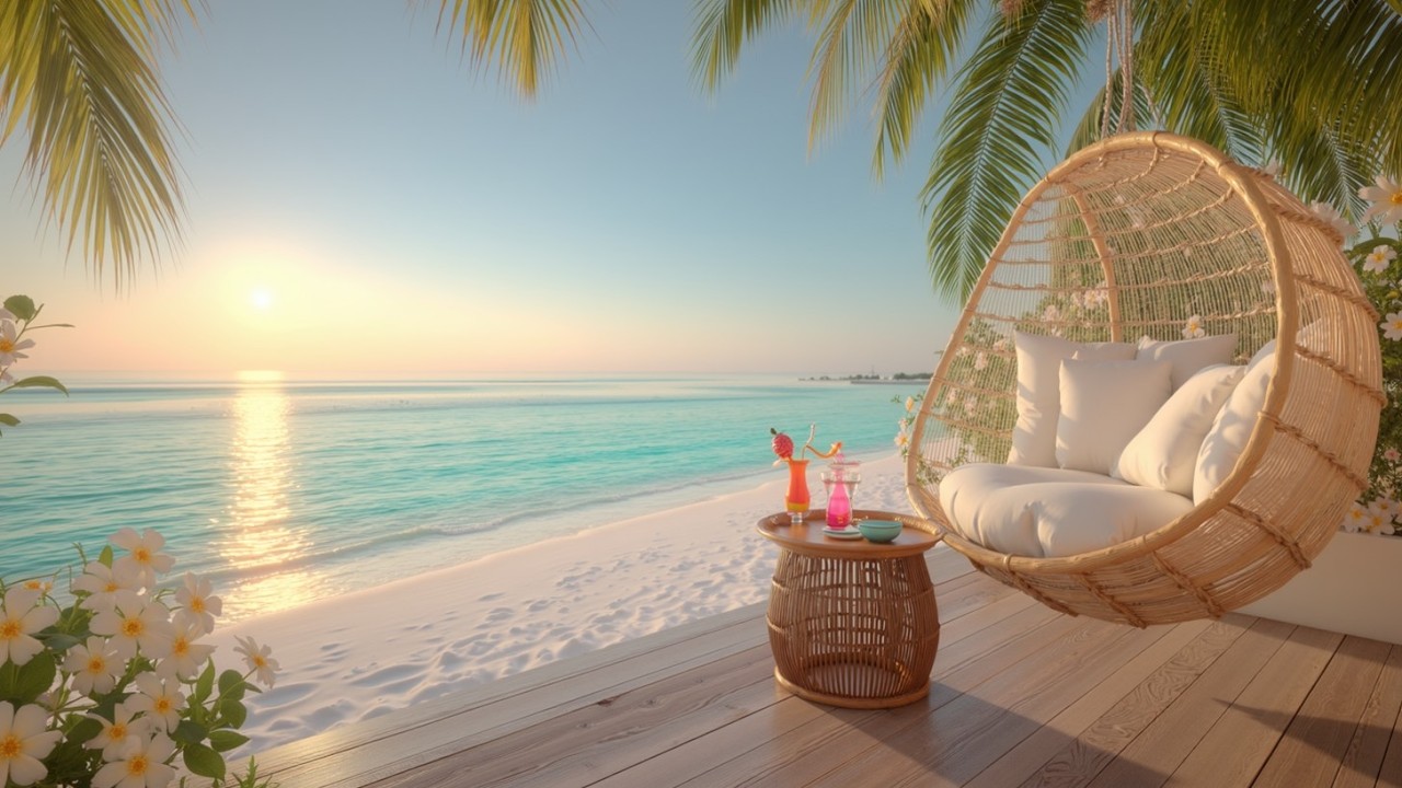 Расслабляющий босса-нова джаз ~ Атмосфера приморского кафе для утреннего кофе