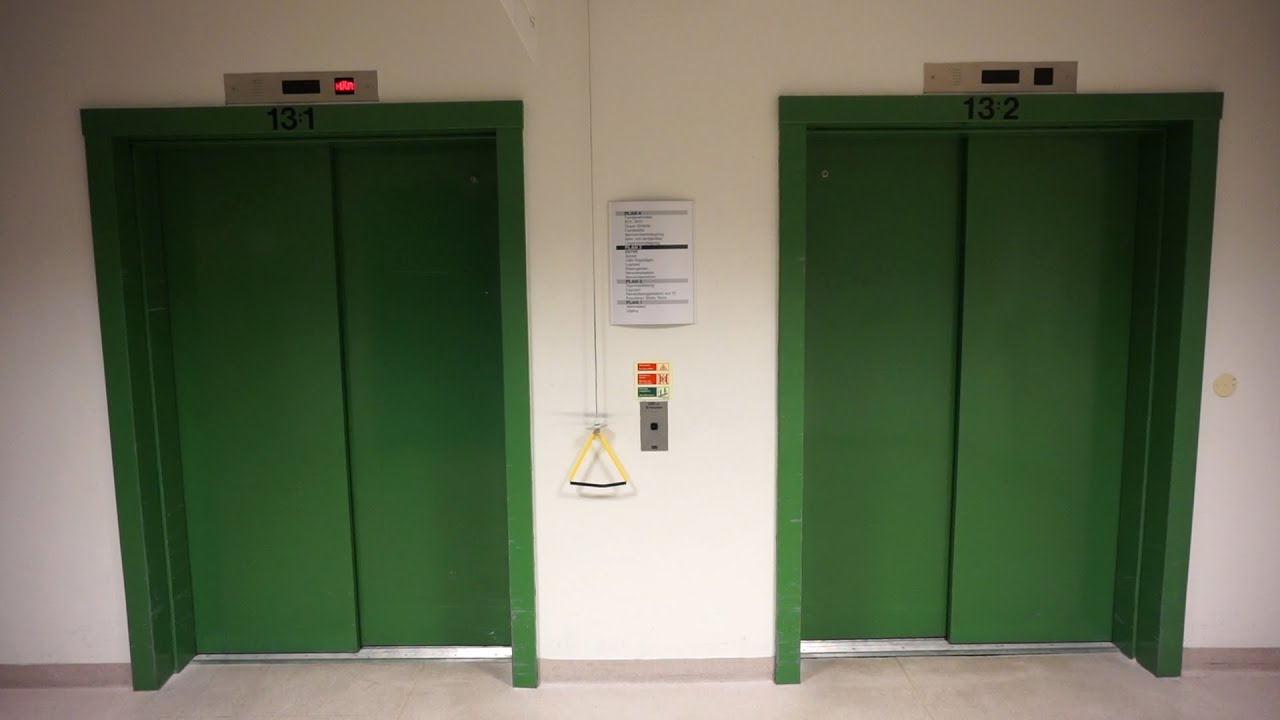 1980s KONE traction bedsize elevators (mod by KONE) @ Hospital, Sandviken, Sweden