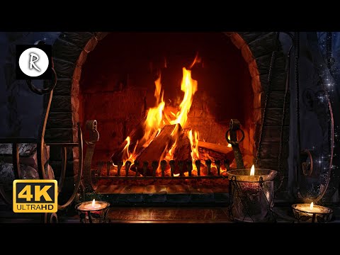 Crackling Fireplace W Rain Thunder Sounds No Wind 10 Hours 4K