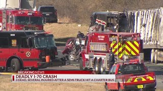 At least three dead, multiple hurt in fiery I-70 crash involving bus and semi