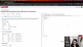 Solving Monthly Merchant Balance [Visa SQL Interview Question], Data Lemur