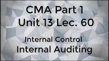 CMA Part 1 Unit 13 Lec  60  Internal Controls Internal Auditing