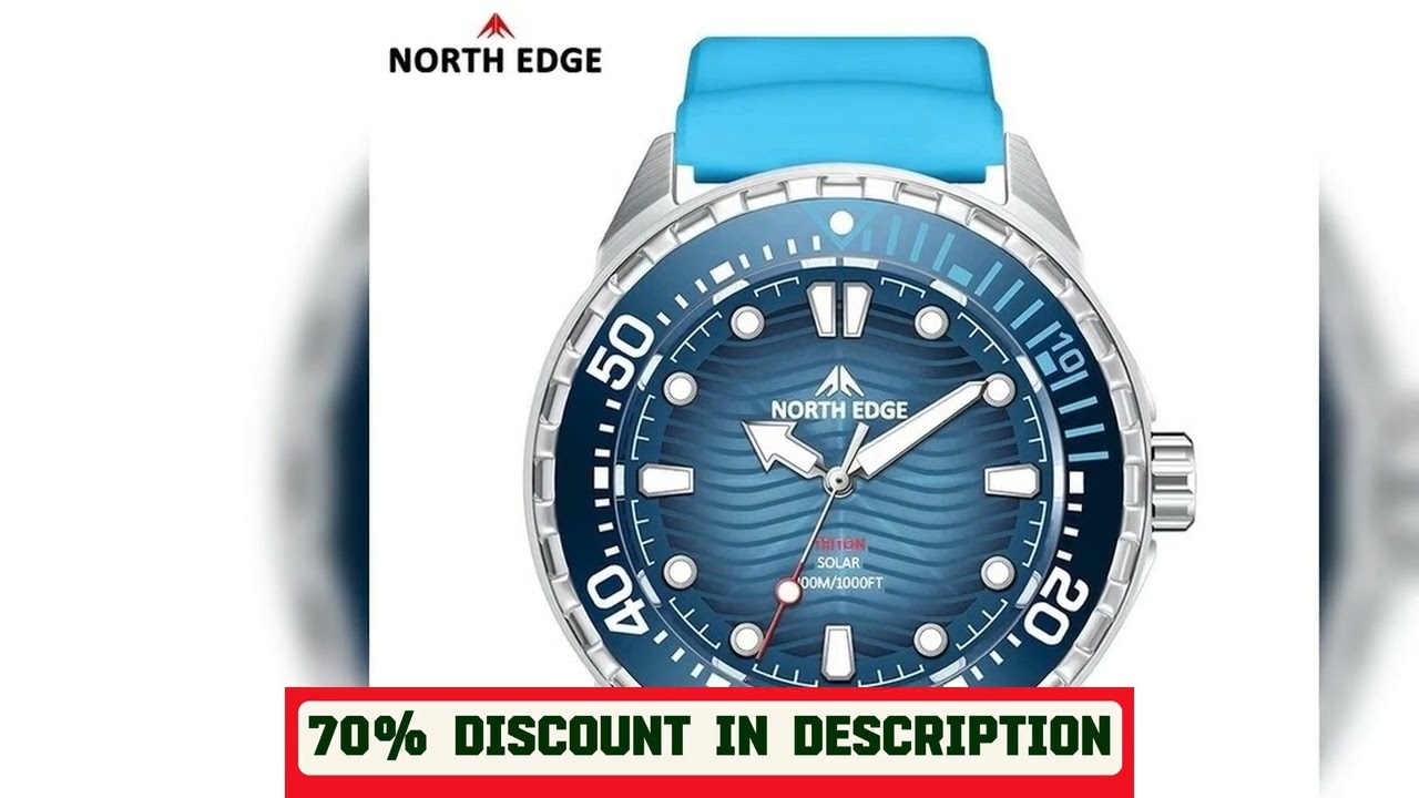 A must-have product! NORTH EDGE New TRITON Solar Powered Diving Watch for Man Luxury Quartz Wristw