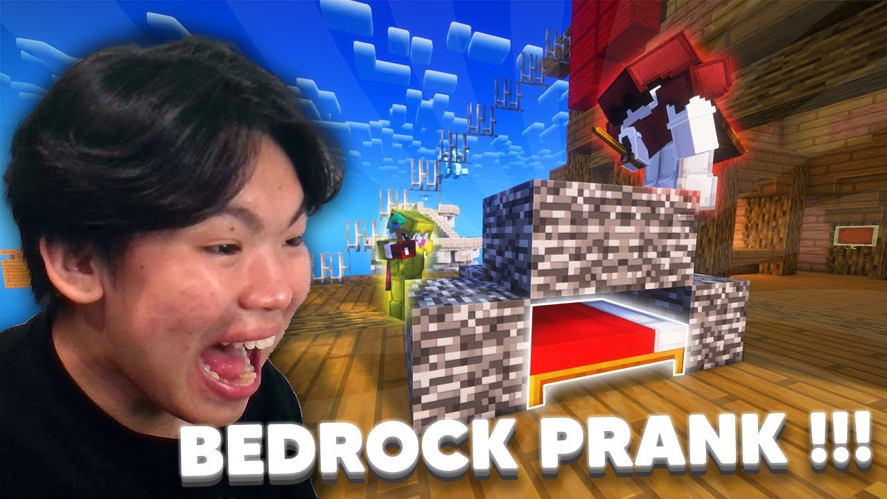 Aku Prank Orang di Bedwars Menggunakan Bedrock Untuk Defend Bed!! NGAKAK BANGET!!