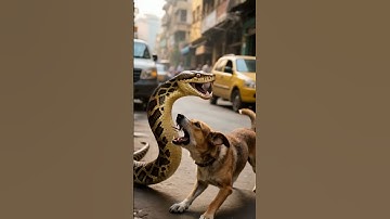 Python Attacks Dog In The Middle Of The Street... #anime #wildlife #python #dog #ai